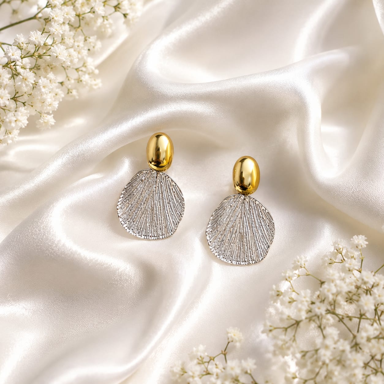Korean Gold & Silver Shell Drop Earrings for Women | Trendy Statement Party Earrings | Premium Fashion Jewellery