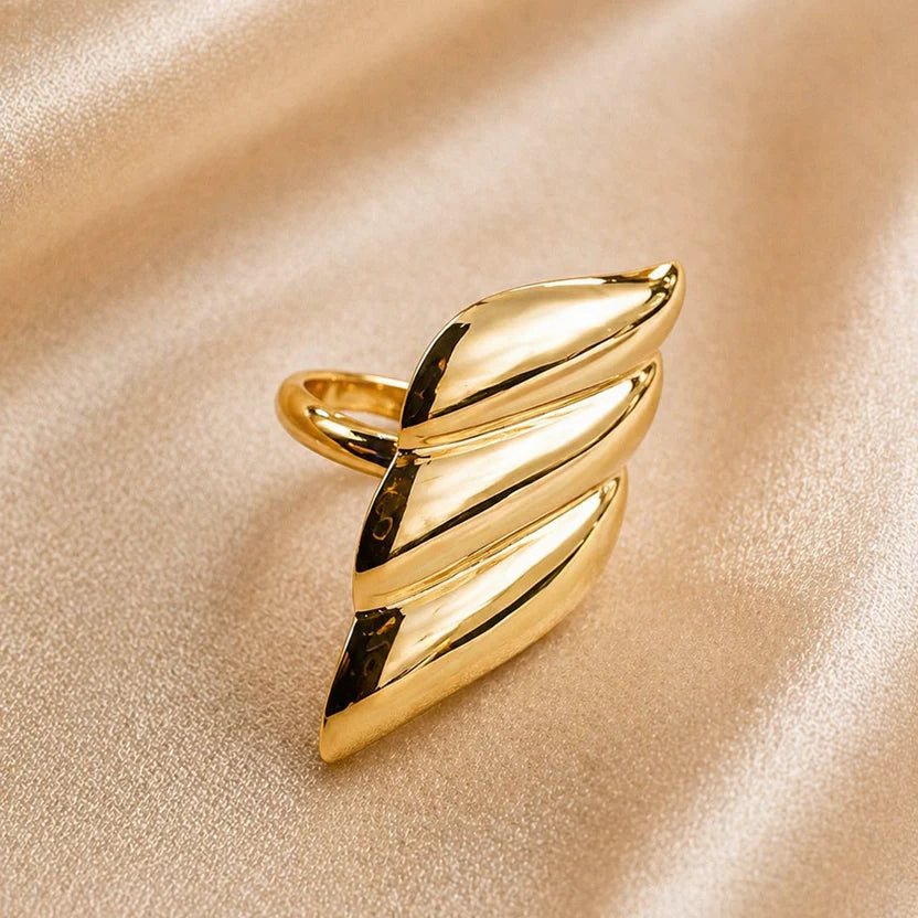 Luxury Gold Triple Layer Statement Ring for Women | Adjustable Korean Fashion Ring