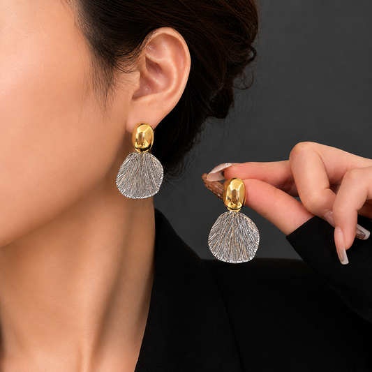 Korean Gold & Silver Shell Drop Earrings for Women | Trendy Statement Party Earrings | Premium Fashion Jewellery