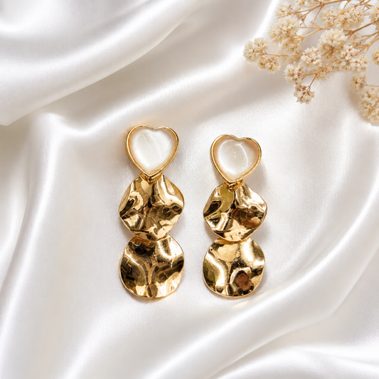 Luxury Gold Heart Drop Earrings for Women | Korean Statement Earrings