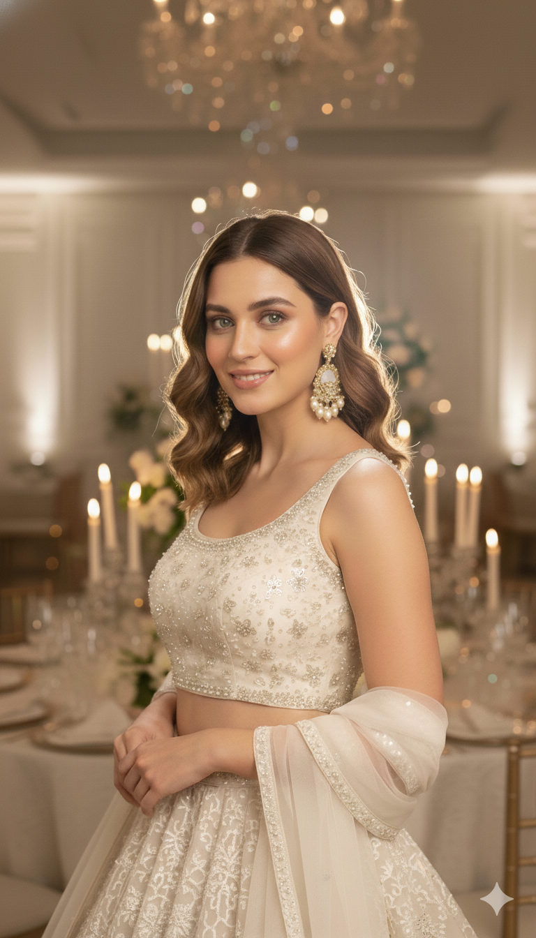 Ivory Pearl Kundan Statement Earrings