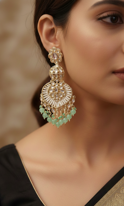 Royal Kundan Pearl Chandbali Earrings