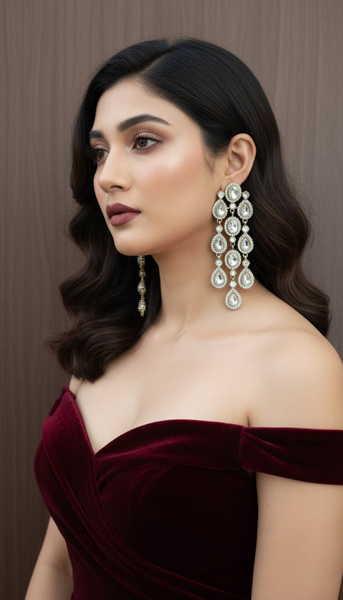 Bridal Pearl & Crystal Statement Dangler Earrings