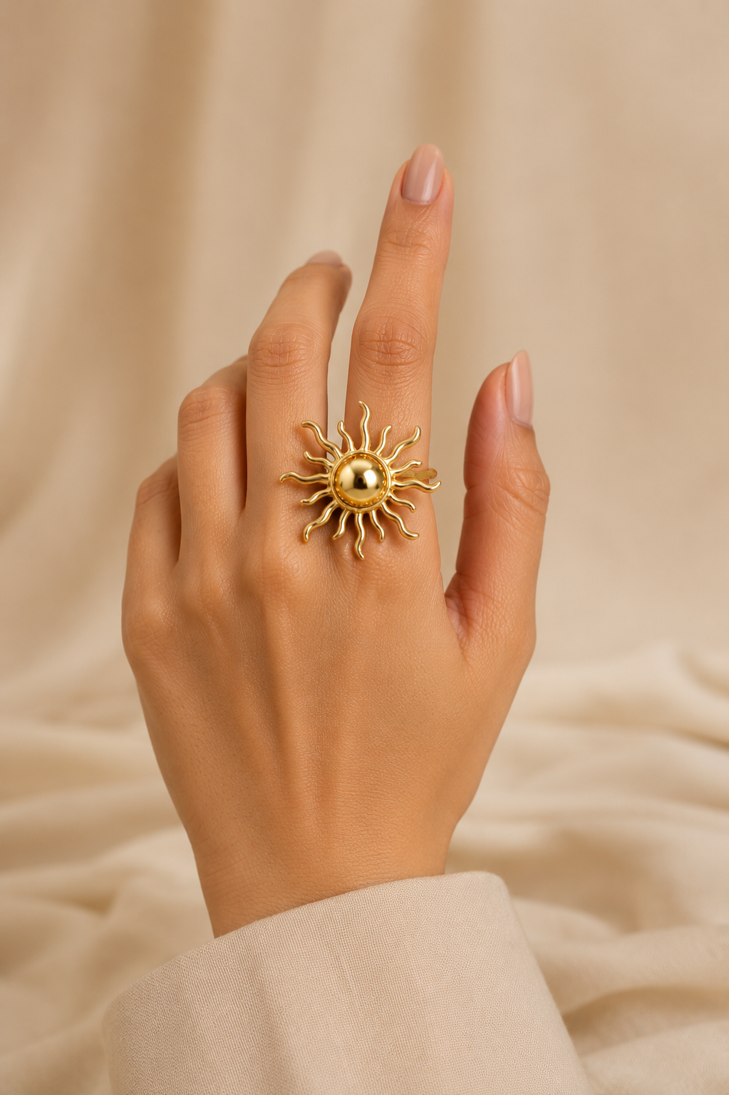 Luxury Gold Sun Statement Ring