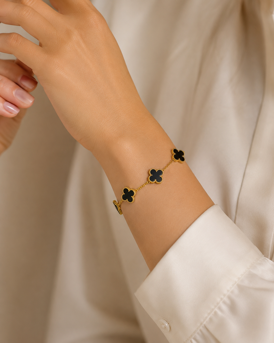 Luxury Black Clover Charm Bracelet
