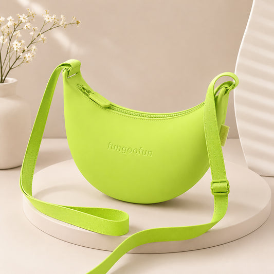 Premium Imported Korean Waterproof Crescent Sling Bag for Women – Lime Green Luxury Crossbody Bag
