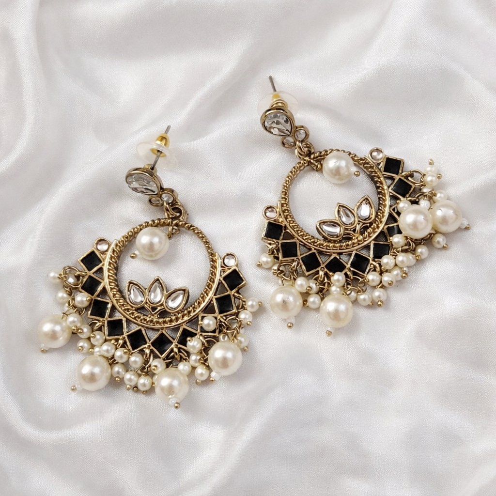 Royal Kundan Pearl Drop Earrings