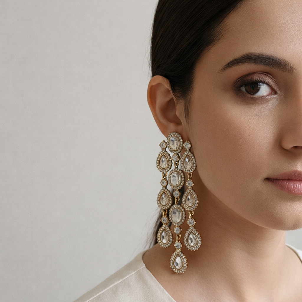 Bridal Pearl & Crystal Statement Dangler Earrings