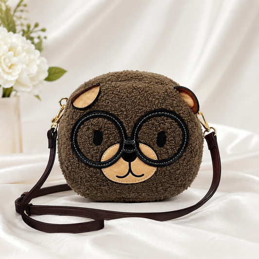 Cute Teddy Bear Plush Crossbody Sling Bag for Women & Girls | Soft Fur Mini Shoulder Purse