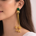 Kashmiri Emerald Green Long Chain Earrings