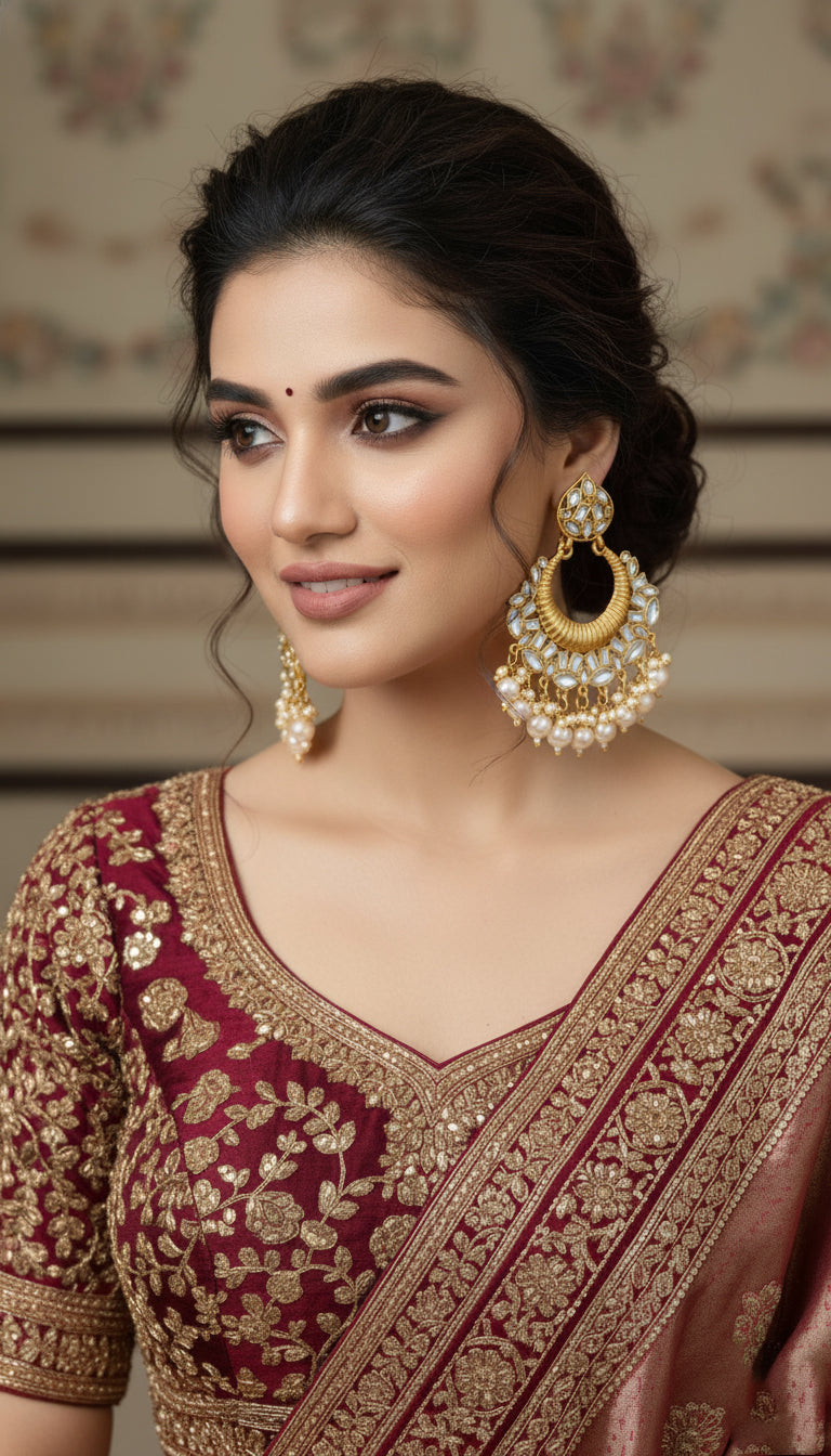 Premium Kundan Pearl Heavy Jhumka Earrings for Women